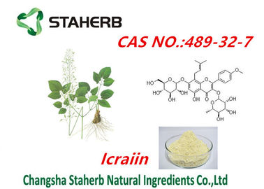 Chine Brun jaune cas no.489-32-7 d'amélioration d'Epimedium d'extrait d'icariin masculin de la poudre 98% fournisseur